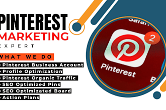 create SEO optimized pins, boards as a pinterest manager