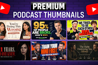 design youtube thumbnail for podcast, interviews and talk shows channel