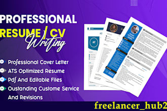 provide professional ats resume, CV writing services, ,cover letter and linkedin