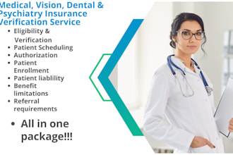 do medical, vision, mental, psychiatry insurance eligibility and verification