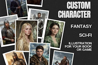 make dnd commission, fantasy or sci fi charater concept art, book illustration