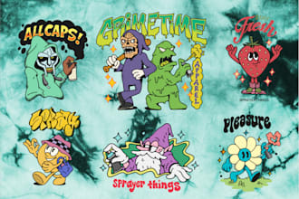 make retro vintage cartoon illustration for t shirt design