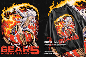 draw anime or japanese line art style for tshirt