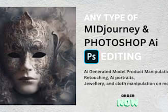 create and fix ai model using midjourney, photoshop ai photo editing