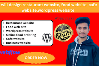 design restaurant website, food website, cafe website, wordpress website