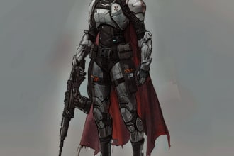 make high quality sci fi character illustration
