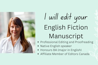 edit and proofread your english fiction manuscript