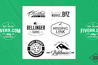 design modern line art text and badge logo design