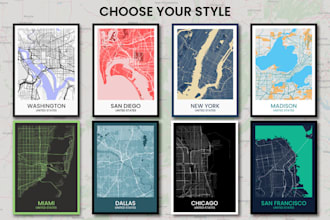 create a your city map poster or wall art print