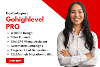 setup gohighlevel salesfunnel, website design go highlevel virtual assistant
