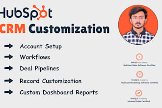 customise hubspot crm, workflows, deal pipelines, dashboards