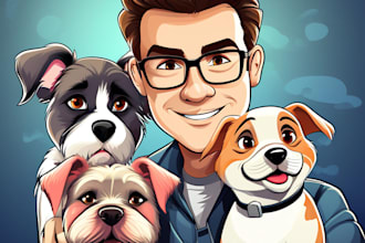 do custom cartoon vector portrait of your pet or any animal