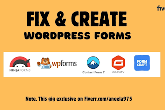 create or fix wordpress contact form 7, gravity, ninja, wpform