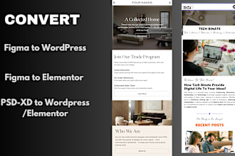 convert figma to wordpress, figma to elementor, PSD, xd to wordpress elementor