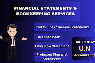prepare profit and loss, projected financial and income statement, balance sheet
