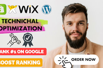 on page SEO and technical optimization for wix, wordpress, shopify