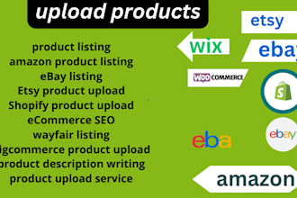 do product listing to ebay, etsy, shopify, wayfair, wix