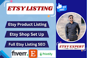 setup etsy store, etsy product listing with optimised SEO, etsy store listing
