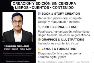 create and edit books, stories and content with professional graphics engesp
