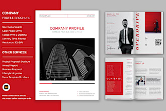 design a minimalistic company profile and corporate brochure, business proposal