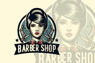 design different retro vintage barber and tattoo shop logo
