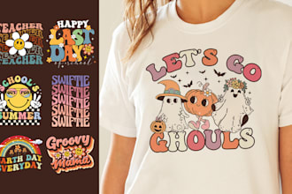 design retro groovy typography t shirt and text or font logo