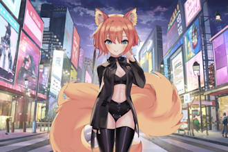 draw art, your oc, furry in anime, manga style