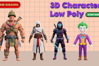 make 3d low poly model, game asset, character rigging and animation