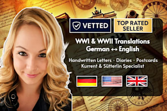 transcribe and translate old german handwritten letters and diaries