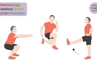 draw exercise fitness yoga workout poses illustration