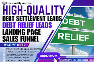 generate quality debt settlement leads debt relief leads landing page funnel