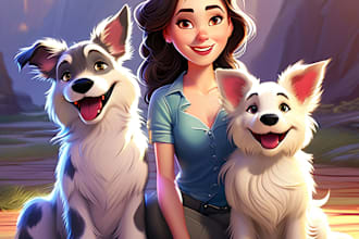 disney style pet portrait