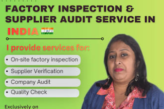 assist you with onsite factory inspection, quality check in india