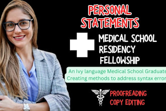 edit medical school application or personal statement and residency activities
