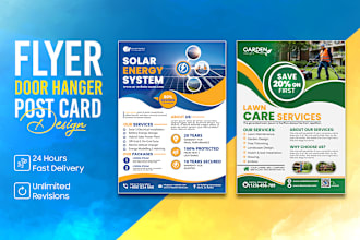 design flyer, eddm, postcard, door hanger, for solar, lawn care