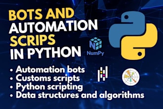 create bots and scripts in selenium python , data structureas and algorithms