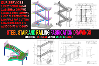 do steel detailing stair and railing fabrication drawings with tekla
