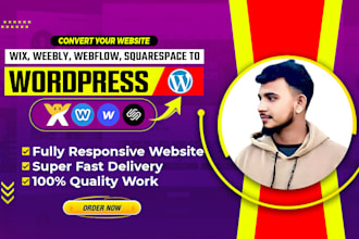 convert clone transfer redesign wix, weebly, webflow, squarespace to wordpress