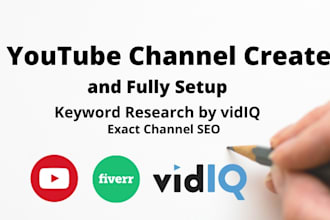 create and setup youtube channel with logo, art, perfect SEO and optimize