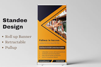 design professional roll up banners, retractable banners, or standee
