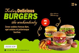 design an attractive food banner, poster for restaurant