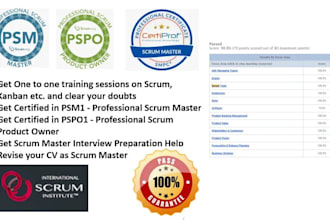 help you to become scrum master, psm1 2, pspo1, pal1, kanban