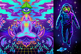 drawing anything with neon color style