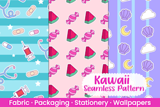 design a custom kawaii cute seamless pattern