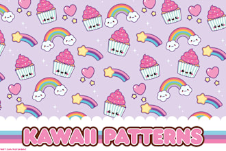 draw cute seamless pattern with kawaii cartoon doodles