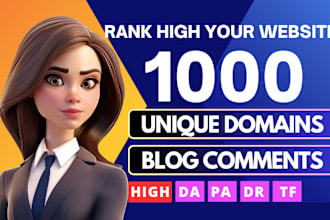 do 1000 unique domain dofollow blog comment backlinks manual