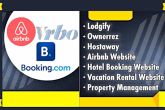 build airbnb website vacation rental website, setup lodgify hostaway guesty vrbo