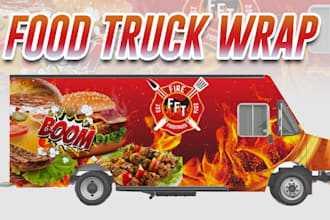 create stylish food truck wrap, food trailer wrap truck wrap