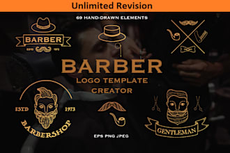 design modern hand drawn barber shop logo