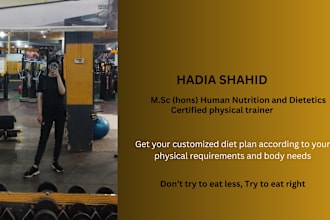 be your nutrition coach who provide you customized diet plan
